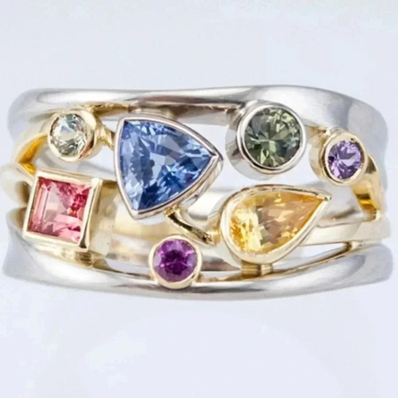 ▶Multi Color Stone 925 Silver Ring for Women, F032 (LIMITED EDITION!!) - Picture 2 of 7
